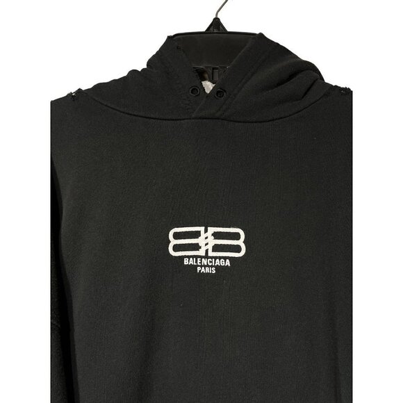 Balenciaga BB-Embroidered Oversized Hoodie in Black Large New Unisex Sweatshirt - Picture 8 of 16